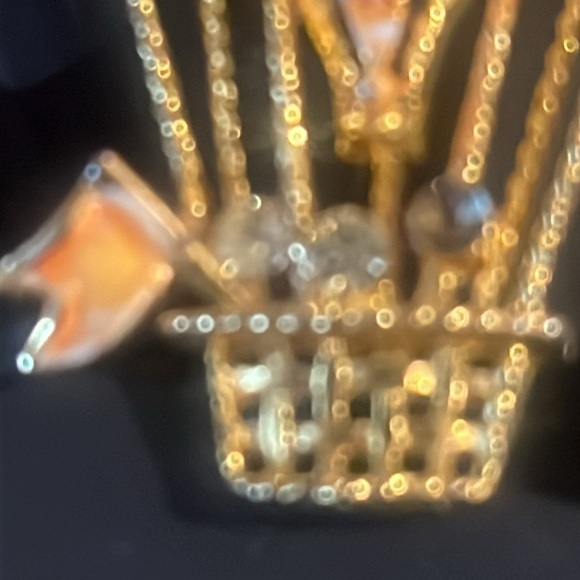 Vintage hot air balloon brooch pin aurora borealis crystals gold - Picture 7 of 10